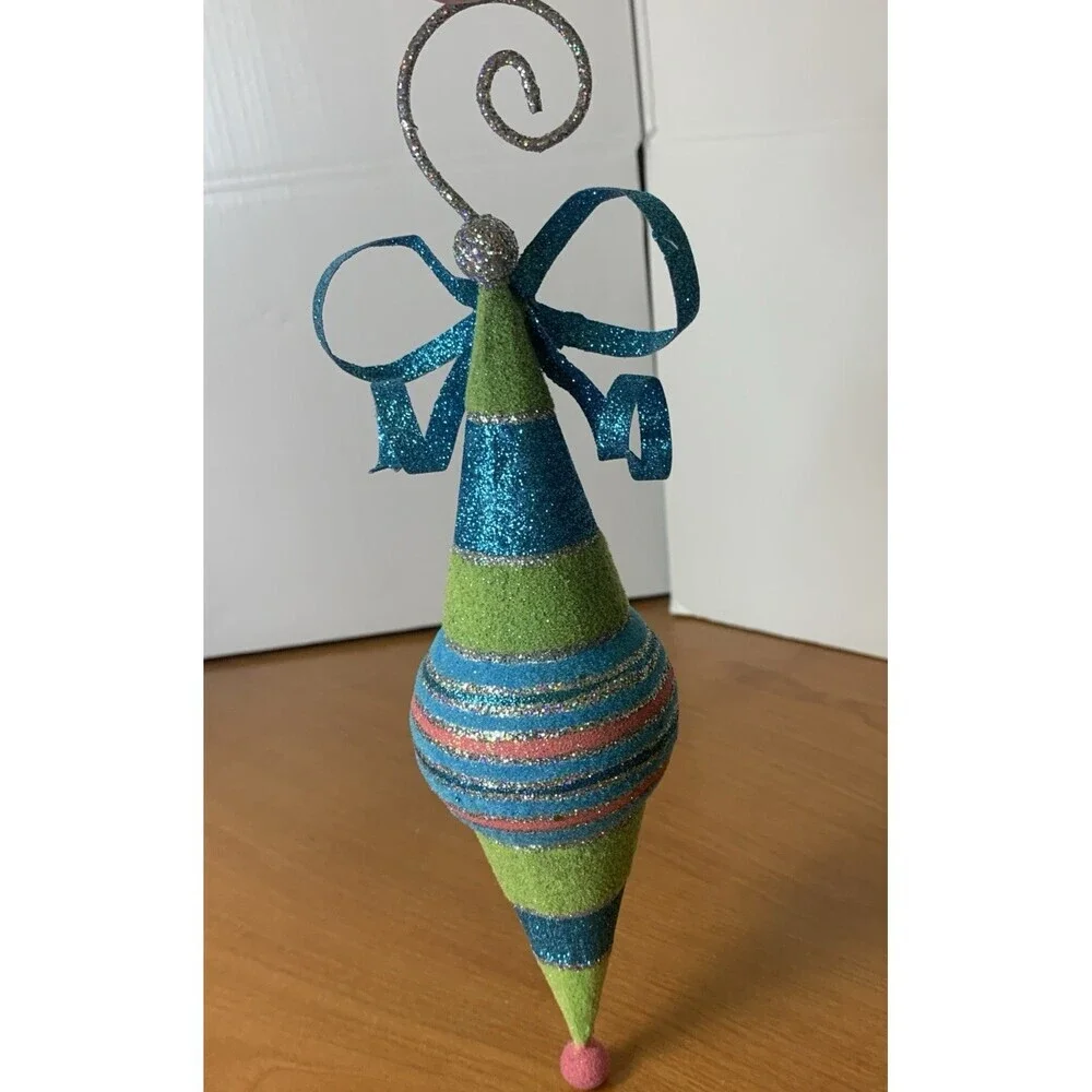 Raz Imports Multicolored Flocked Finial Christmas Ornament
